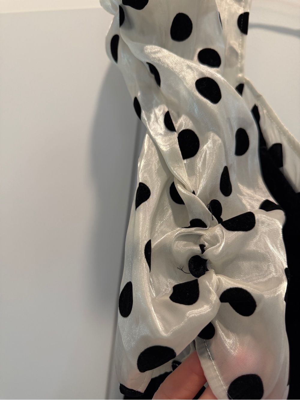 BRAND NEW - For Love & Lemons Black Mini Dress with White Polka Dot Puff Sleeves - Picture 7 of 11